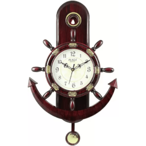 Analog Wall Clock 1st Quality (Maroon, With Glass)