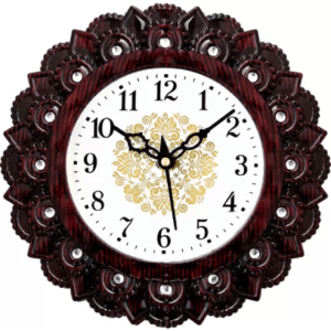 Analog Wall Clock (Brown, With Glass) High wood