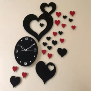 Analog Wall Clock (Black, Red, Without Glass)